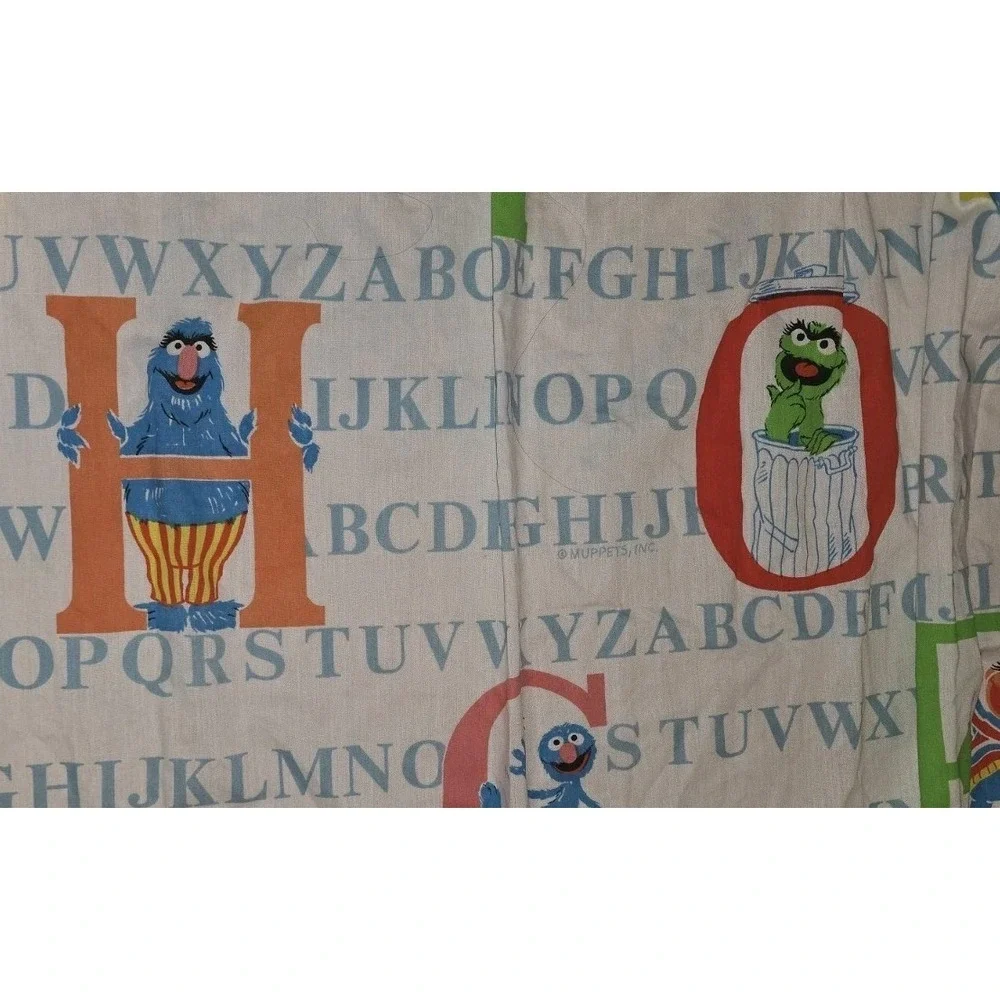 Sesame Street Alphabet Curtains 2 Panels VTG Pinch Pleat Primary Colors Big Bird